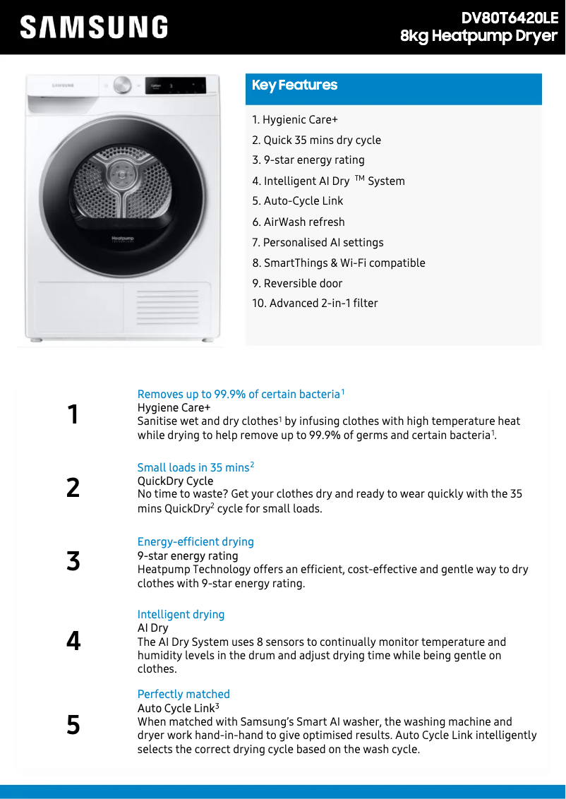 Image de la première page du manuel de l'appareil DV80T6420LE