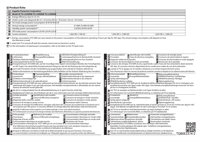Image de la première page du manuel de l'appareil TX-L39EM6