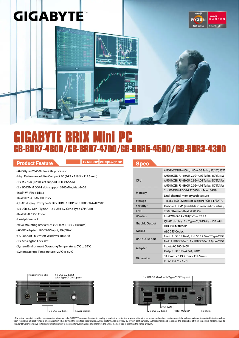 Page 1 de la notice Fiche technique Gigabyte GB-BRR7-4700