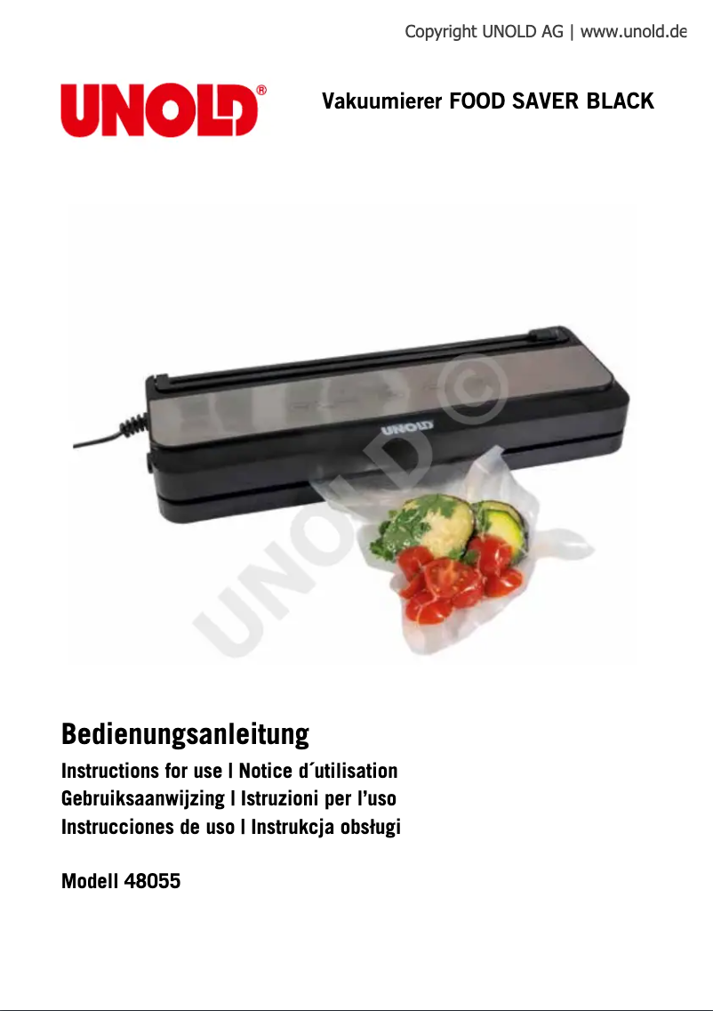 Page 1 de la notice Manuel utilisateur Unold Food Saver 48055
