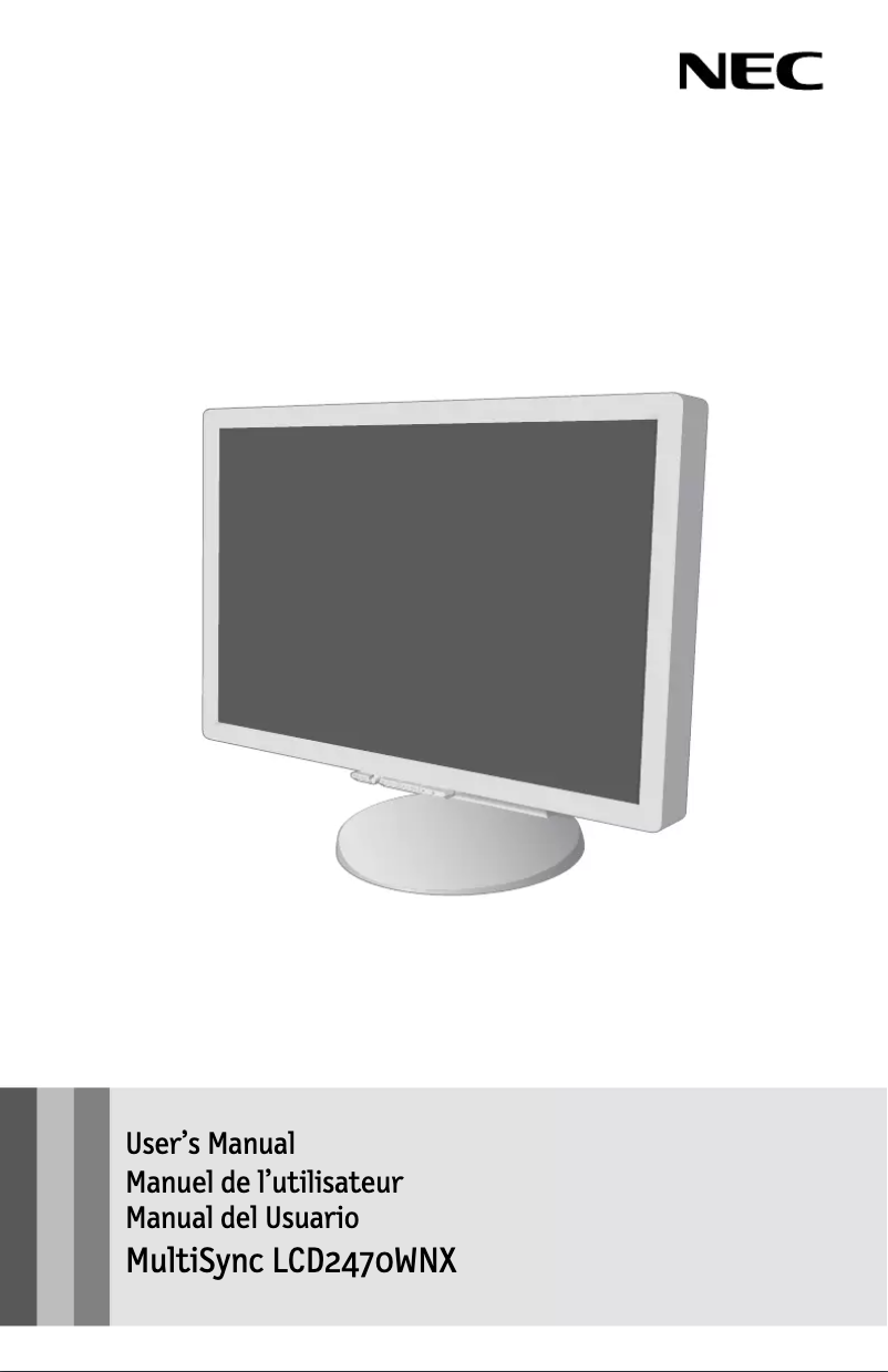 Page n°1 - Manuel utilisateur NEC MultiSync LCD2470WNX
