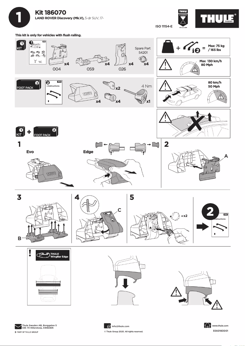 Page 1 de la notice Manuel utilisateur Thule Kit 186070