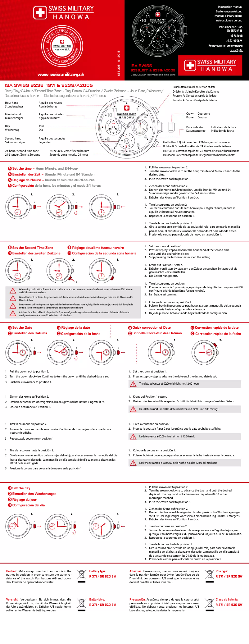 Page n°1 - Manuel utilisateur Swiss Military Hanowa Navalus Multi