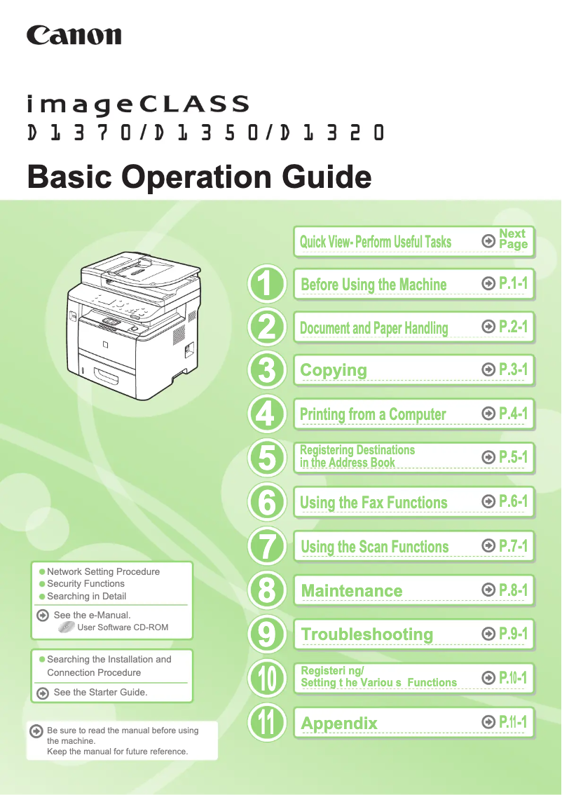 Page 1 de la notice Manuel utilisateur Canon imageClass D1320