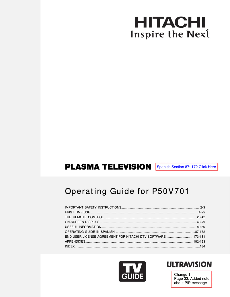 Image de la première page du manuel de l'appareil P50V701