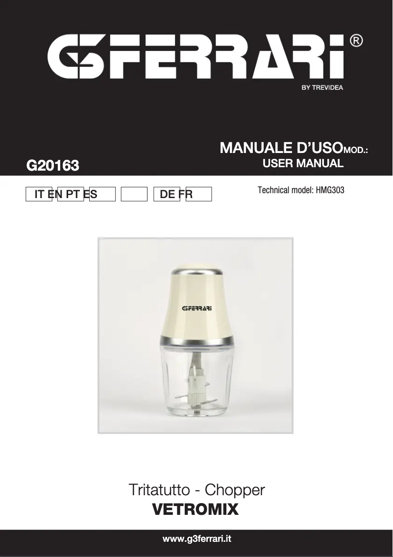 Page n°1 - Manuel utilisateur G3 Ferrari Vetromix G20163