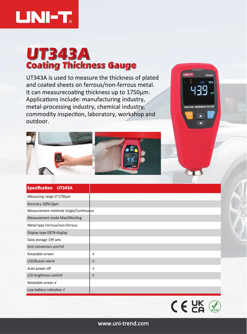 Page n°1 - Fiche technique Uni-T UT343A