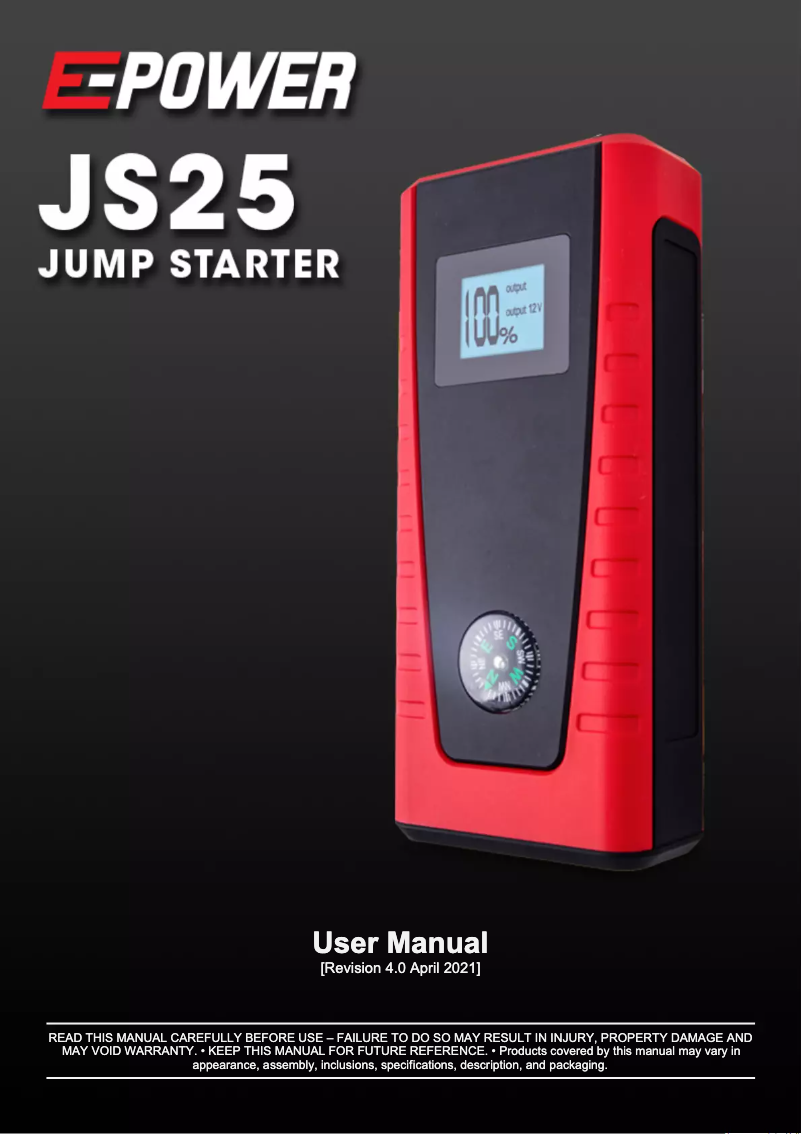 Page n°1 - Manuel utilisateur E-Power JS25
