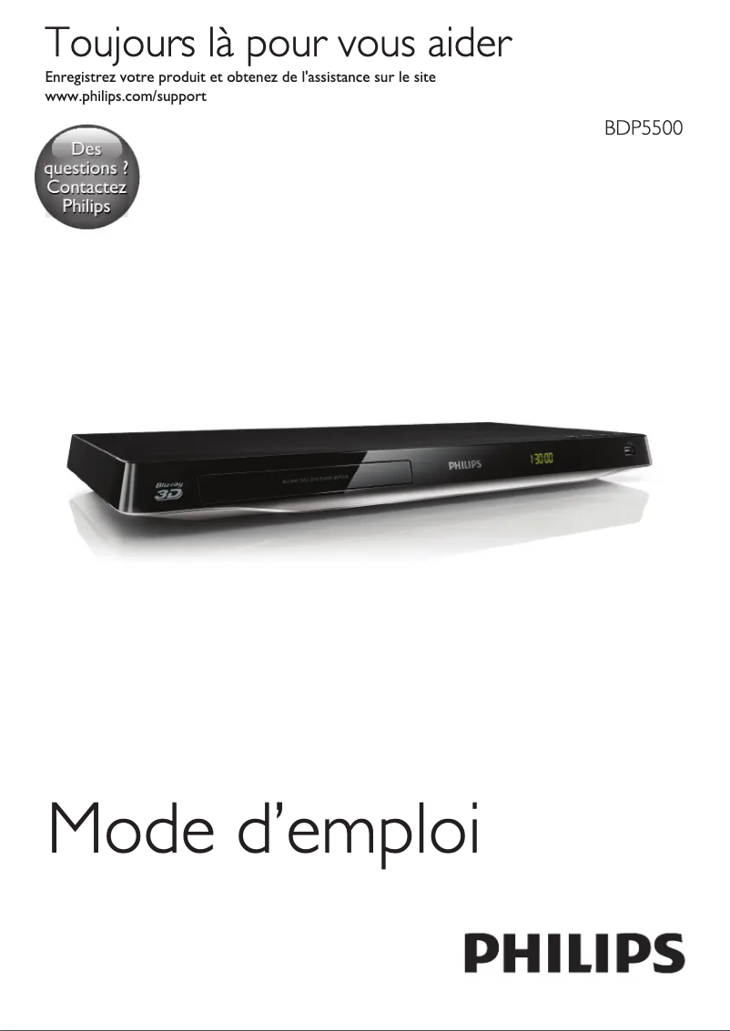 Page 1 de la notice Manuel utilisateur Philips BDP5500