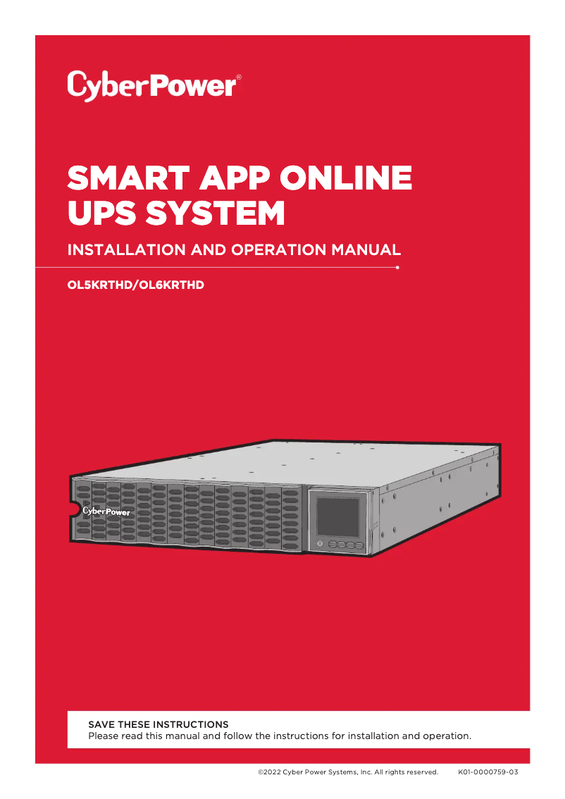 Page n°1 - Manuel utilisateur CyberPower Smart App Online OL5KRTHD