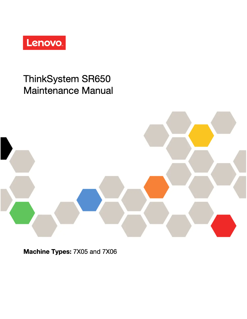 Imagen de la primera página del manual del dispositivo ThinkSystem SR650