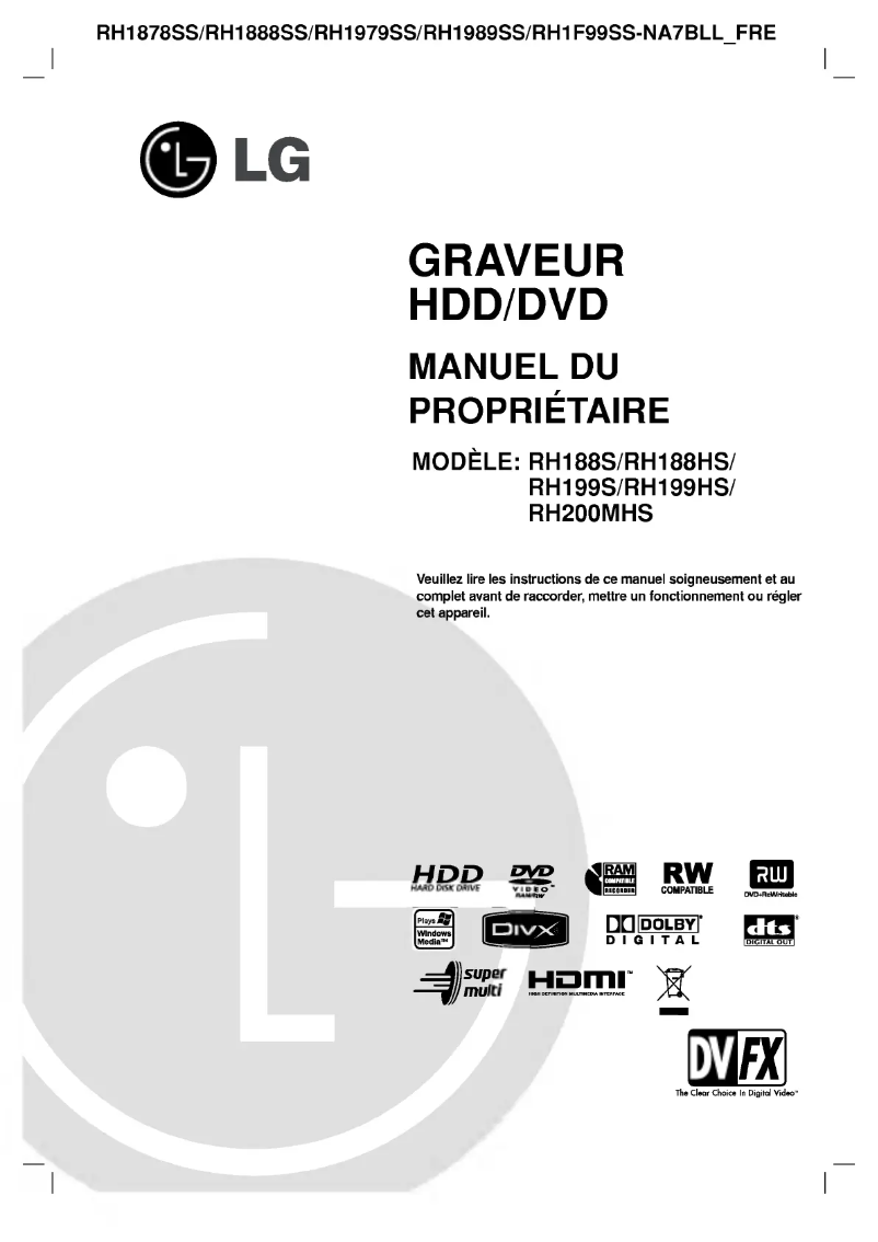 Image de la première page du manuel de l'appareil RH1F99SS