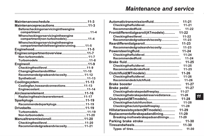 Página 1 del manual Manual de uso y mantenimiento Subaru Forester (2011)