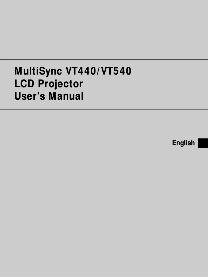 Page n°1 - Manuel utilisateur NEC VT440k