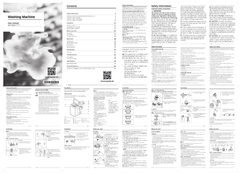 Page n°1 - Manuel utilisateur Samsung WA90BG4545BY