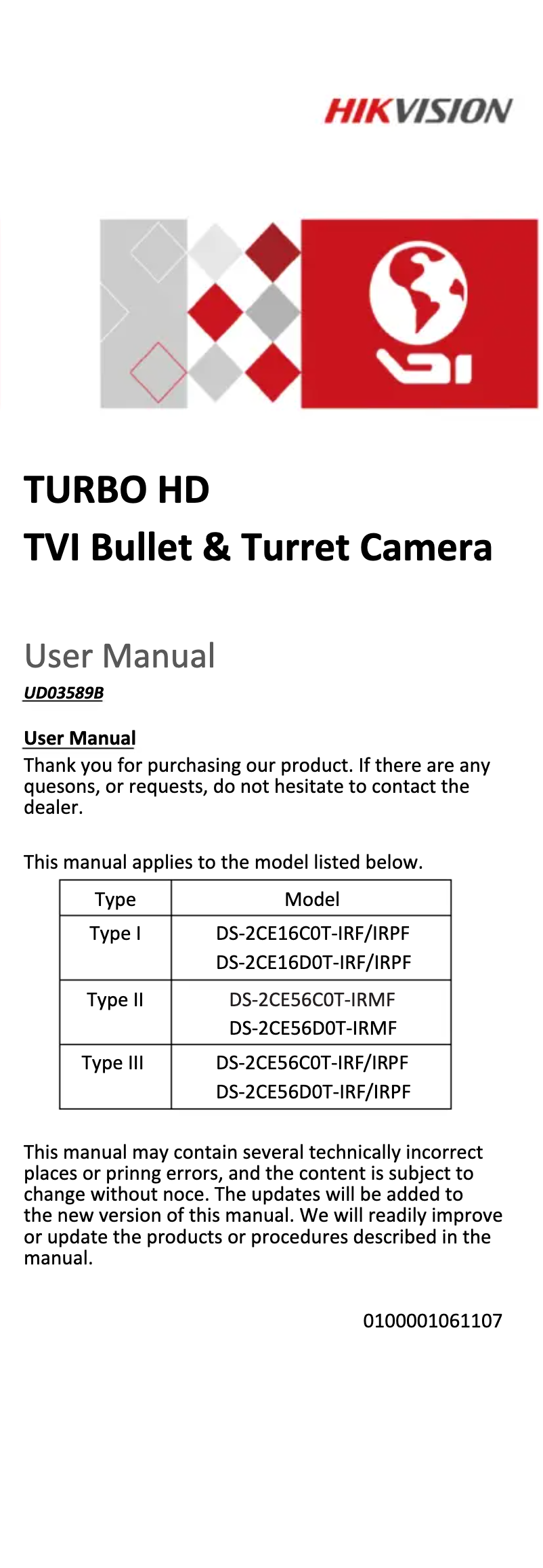 Página 1 del manual Manual de instrucciones Hikvision DS-2CE56C0T-IRF
