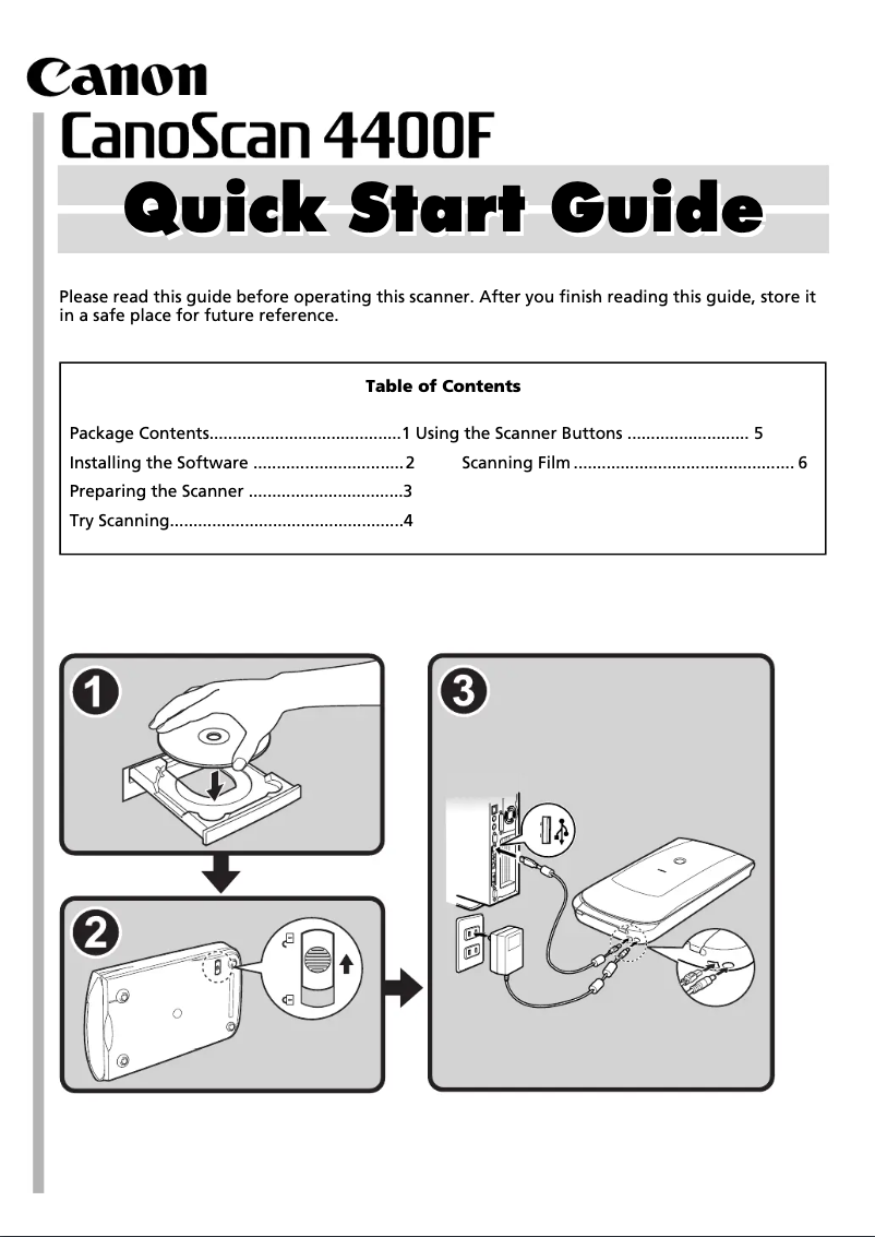 Page n°1 - Manuel utilisateur Canon CanoScan 4400F