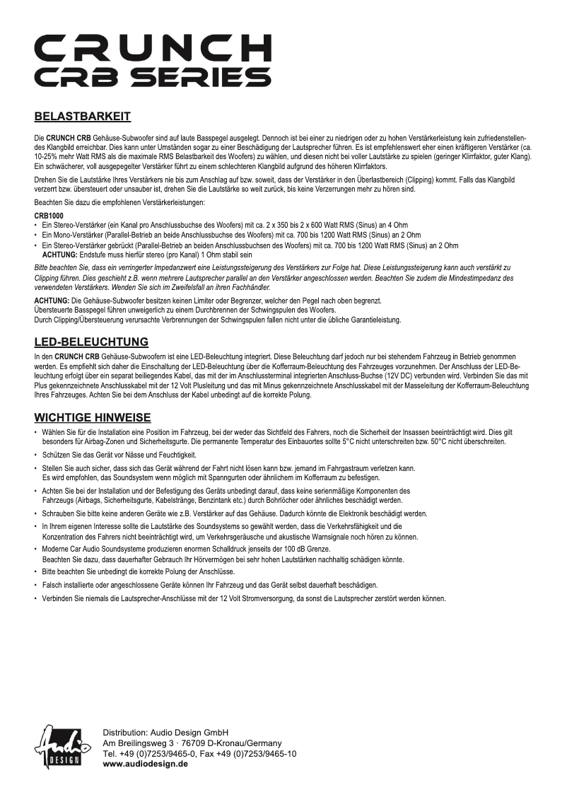 Image de la première page du manuel de l'appareil CRB1000