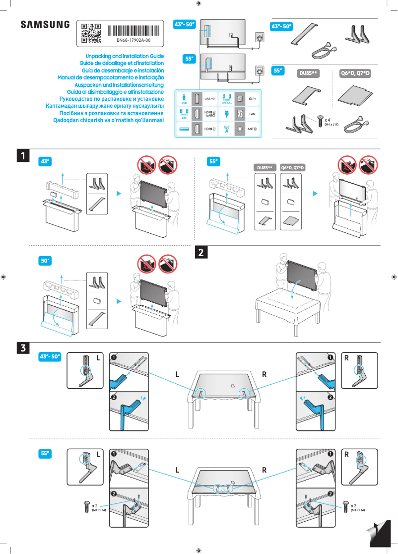 Page 1 de la notice Guide d'installation Samsung TU55DU8575U