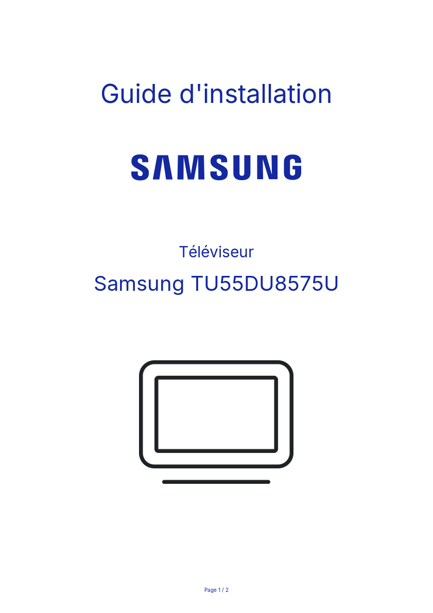 Page n°1 - Guide d'installation Samsung TU55DU8575U