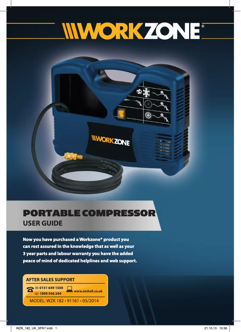 Page n°1 - Manuel utilisateur Workzone WZK 182