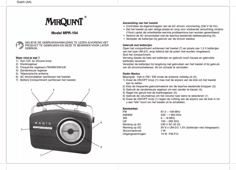 Página 1 del manual Manual de usuario Marquant MPR104