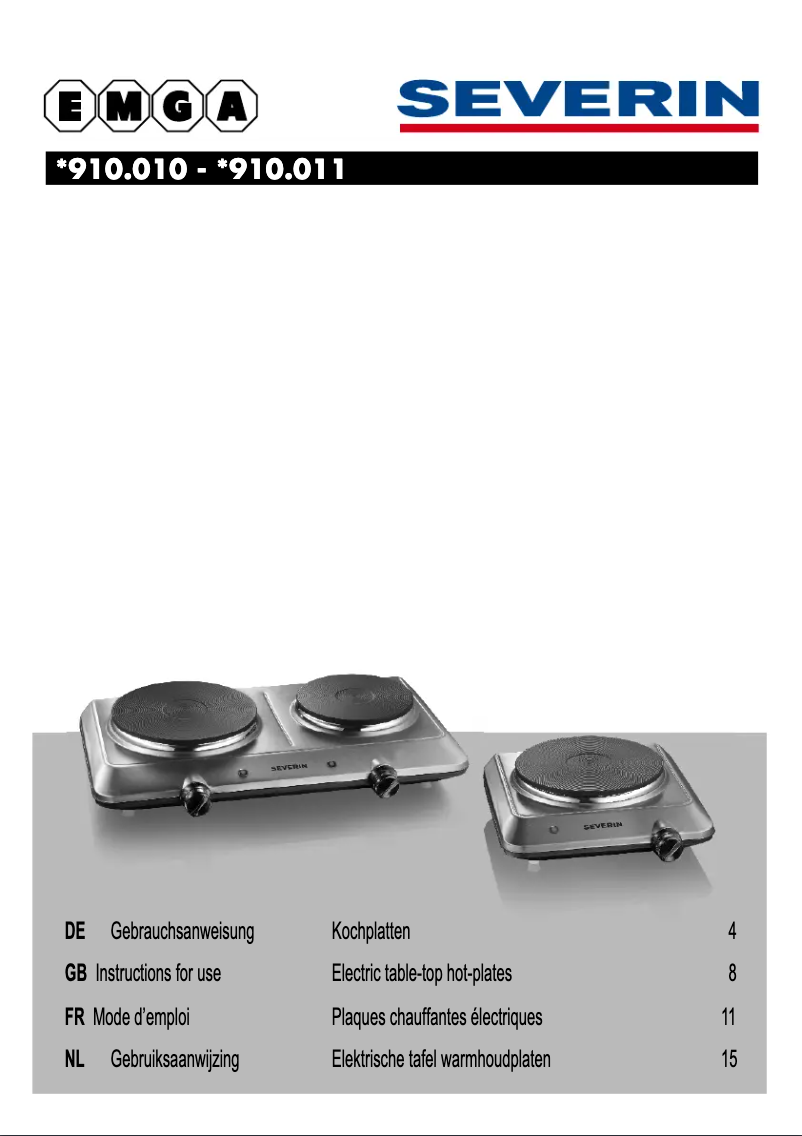 Page 1 de la notice Manuel utilisateur Severin 910011