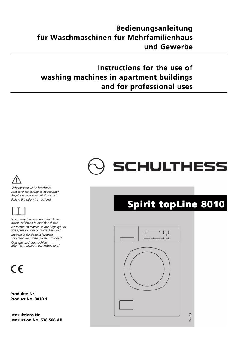 Page n°1 - Manuel utilisateur Schulthess Spirit TopLine 8010