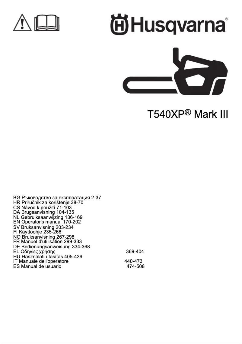Page n°1 - Manuel utilisateur Husqvarna T540 XP Mark III