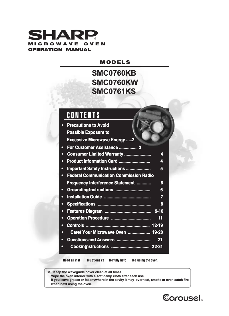 Page n°1 - Manuel utilisateur Sharp SMC0760KB