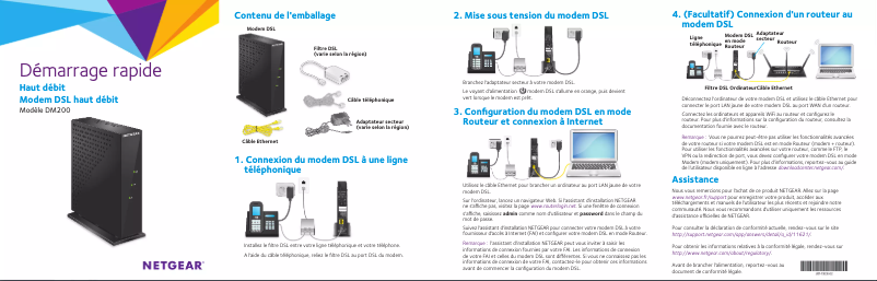 Page 1 de la notice Guide d'installation Netgear DM200