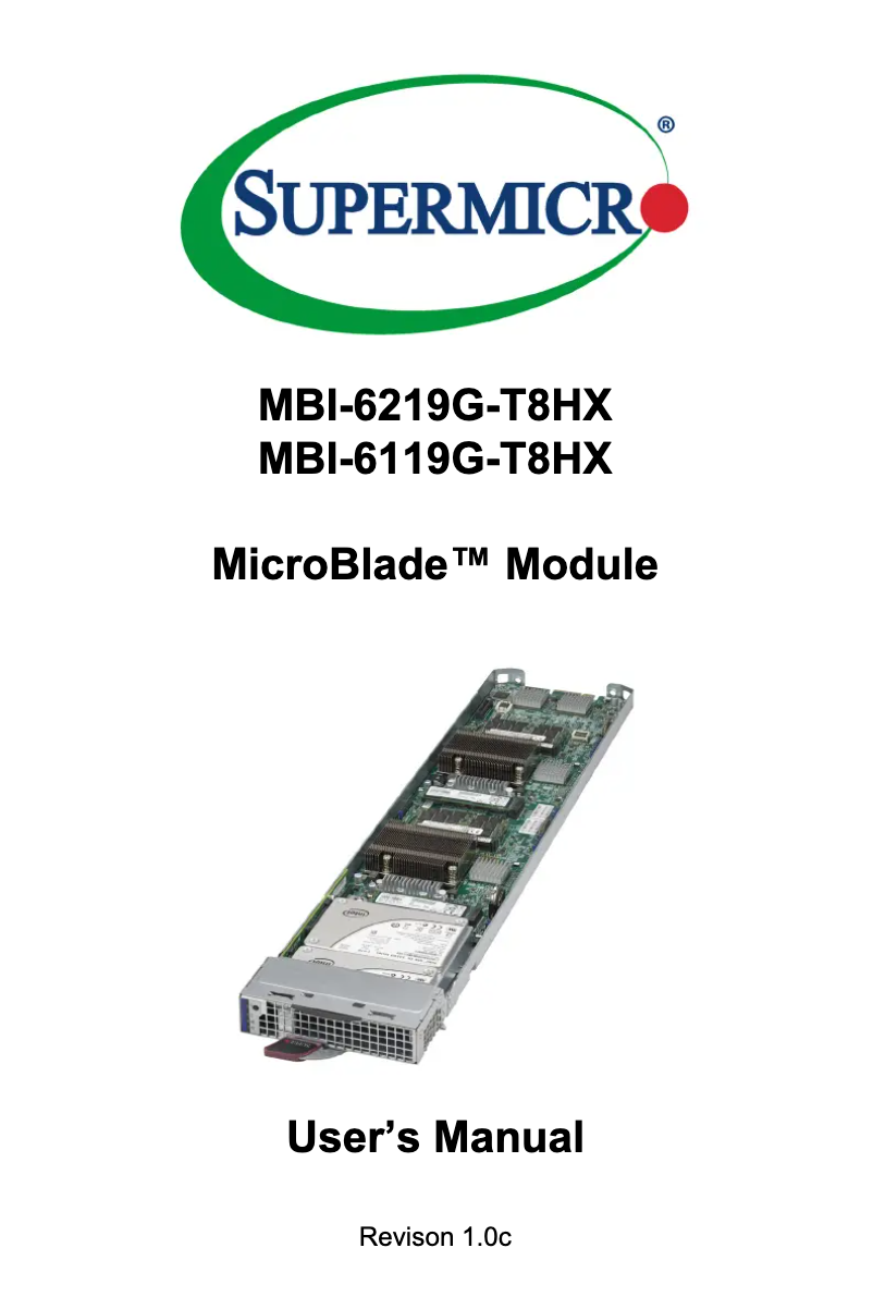 Page 1 de la notice Manuel utilisateur Supermicro MicroBlade MBI-6219G-T8HX