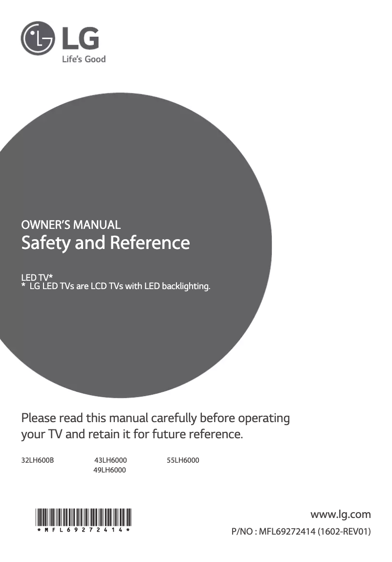 Page 1 de la notice Manuel utilisateur LG 55LH6000