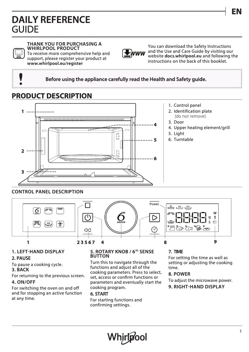 Página 1 del manual Manual de usuario Whirlpool AMW 730 WH