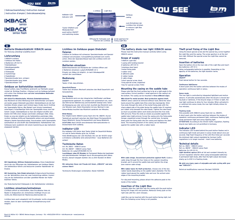Página 1 del manual Manual de instrucciones Busch + Müller IXBACK