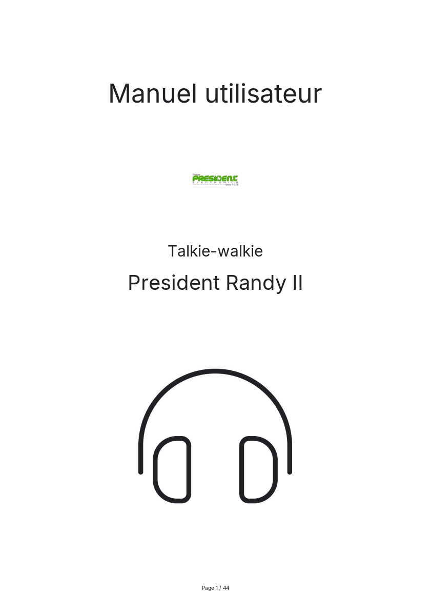 Page n°1 - Manuel utilisateur President Randy II