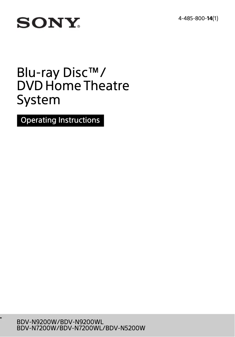 Page 1 de la notice Manuel utilisateur Sony BDV-N7200WL