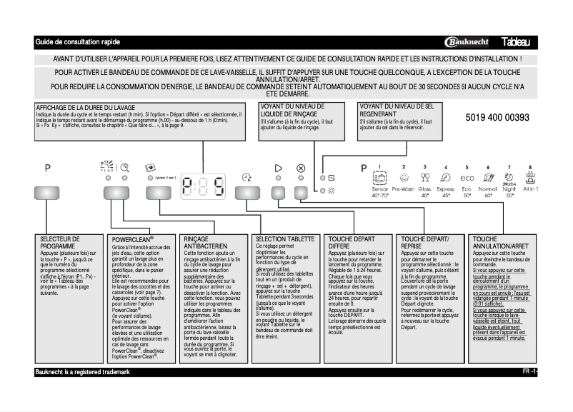 Page 1 de la notice Manuel utilisateur Bauknecht GSIK 8254 A2P