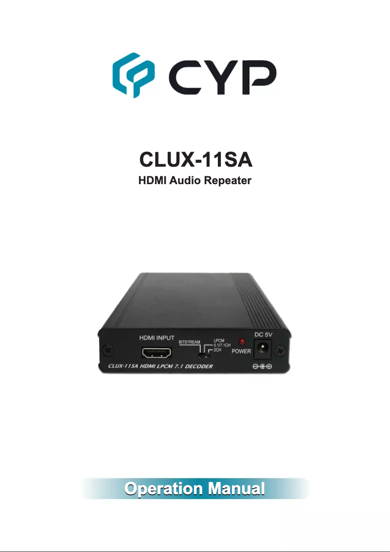 Page 1 de la notice Manuel utilisateur CYP CLUX-11SA