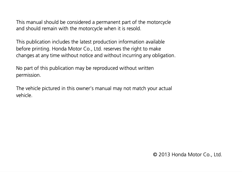 Page 1 de la notice Manuel utilisateur Honda CTX700A (2013)