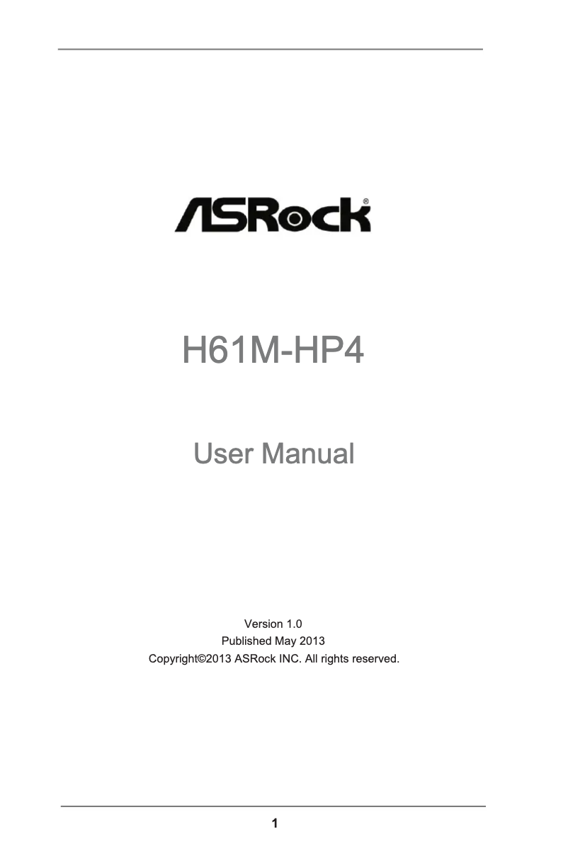 Page n°1 - Manuel utilisateur Asrock H61M-HP4