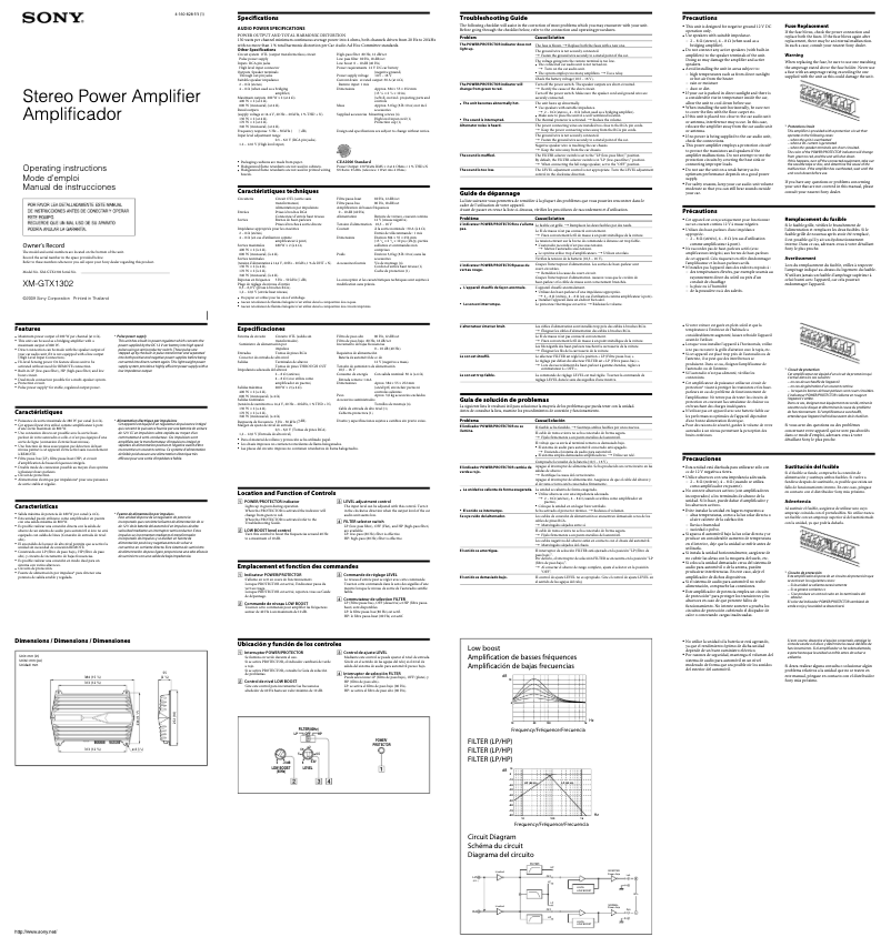 Page 1 de la notice Manuel utilisateur Sony XM-GTX1302