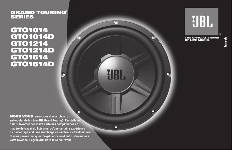 Page n°1 - Manuel utilisateur JBL Grand Touring GTO1014