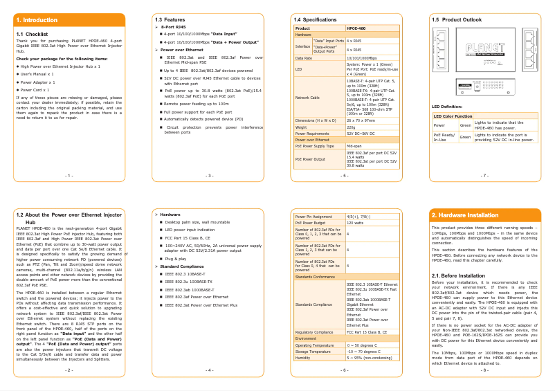 Image de la première page du manuel de l'appareil HPOE-460