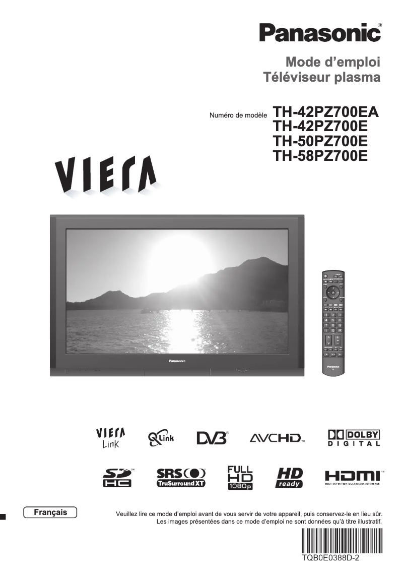 Page 1 de la notice Manuel utilisateur Panasonic TH-58PZ700E