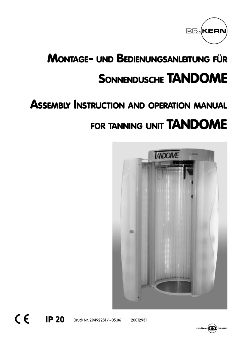 Image de la première page du manuel de l'appareil Tandome