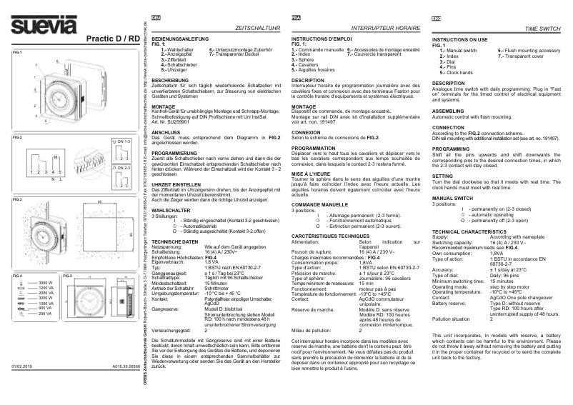 Page 1 de la notice Manuel utilisateur Suevia Practic RD