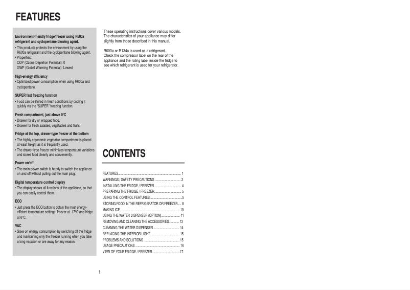 Page 1 de la notice Manuel utilisateur Samsung RL39EBNS