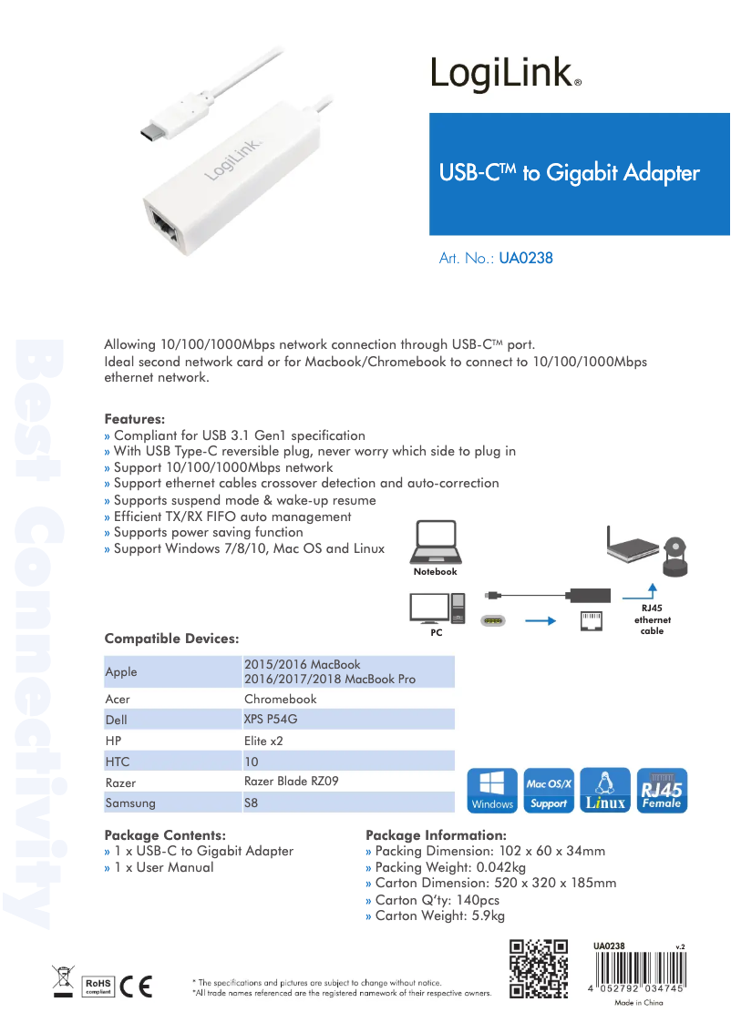 Page n°1 - Manuel utilisateur LogiLink UA0238