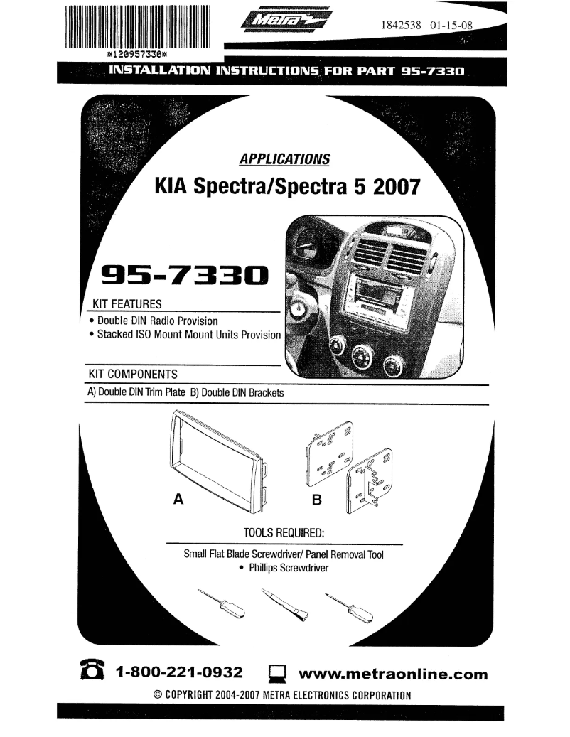 Page n°1 - Manuel utilisateur Metra 95-7330